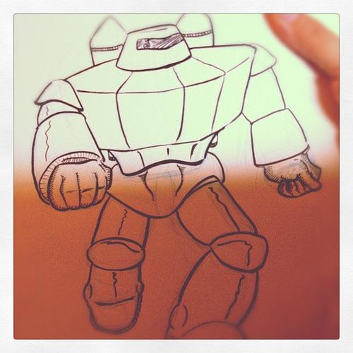 First fighting giant robot I've drawn in years. In progress.
