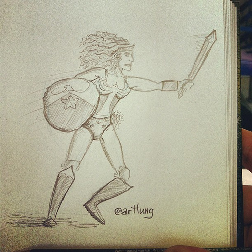 Wonder Woman: time to draw on the bus.