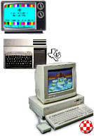 DON'T RUSH! A nice little picture of a TI-99 4/A and an Amiga 1000 are coming your way - there are even icons to see!